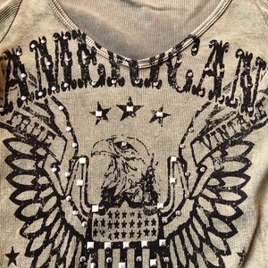 VOCAL brand, olive green embossed long sleeve